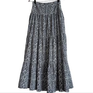 PRAIRIE Green Leopard Print Maxi Skirt